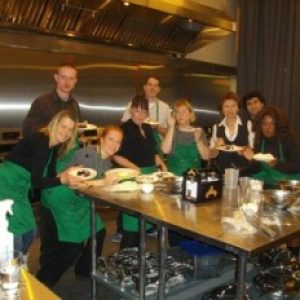 singles club members at a cooking class