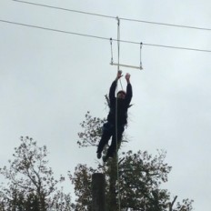 singles club members at the high ropes event