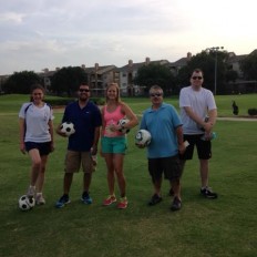 Dallas singles club members playing foot golf