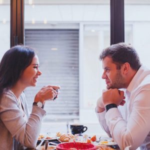 man and a woman on a first date